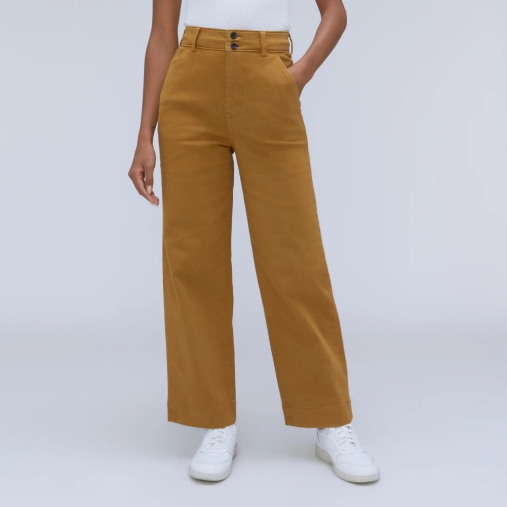Everlane Organic Wide-Leg Pant, Tapenade, Size 00